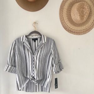 BCX Stripped Short Sleeve Blouse